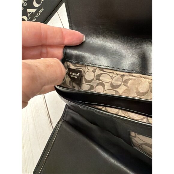 Vintage Y2K Coach Black Leather Large Silver Buckle Bifold Wallet 8x4” VGUC* - Picture 7 of 8
